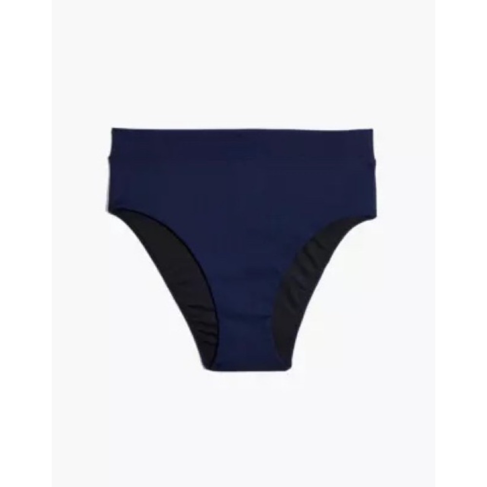 NWT MADEWELL Ribbed High-Cut Bikini Bottoms in Bengali Indigo